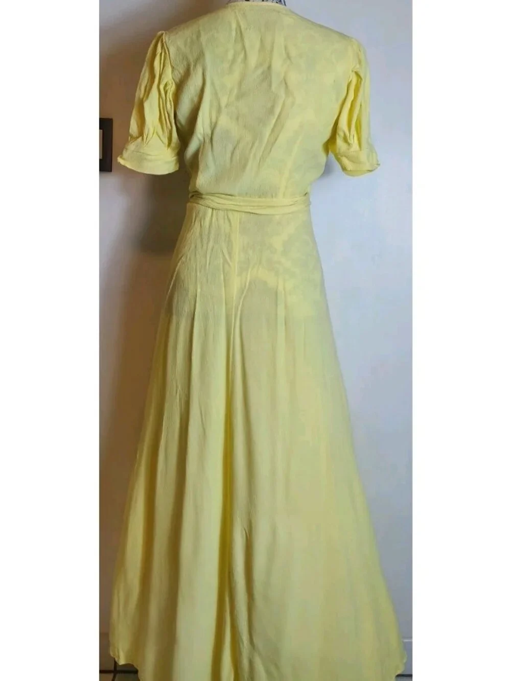 Reformation Winslow Yellow Wrap Maxi Dress Women's S V-Neck Puff Sleeve Crepe